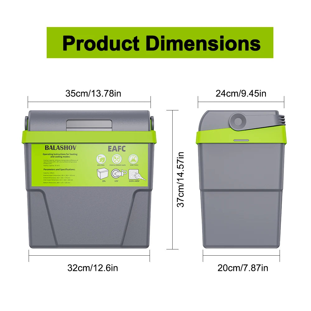 10L 20L Mini Refrigerator 12V/220V Fridge Freezer Portable Compressor Cooler and Heater Ice Box for Driving Camping Picnic