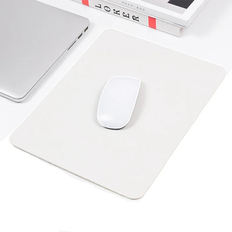 Simple Solid Color PU Leather Mouse Mat Anti Slip Waterproof Mouse Pad School Family Supplies Desk Set For Laptops PC Computer