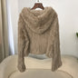 2024 Short Rabbit Fur Coat for Women Autumn Winter New Encrypted Thickened Handmade Double-sided Woven Hooded Korean Style