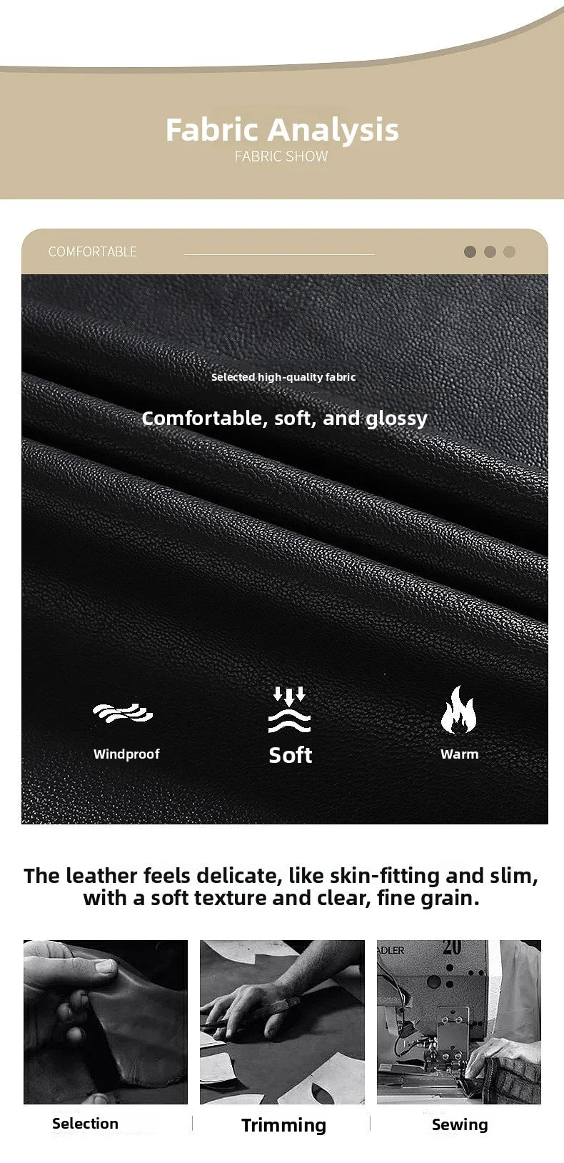 Spring Autumn Men's Biker Style Thin Top Layer Leather Jacket Motorcycle Outerwear Lightweight Korean Version Zipper Closure