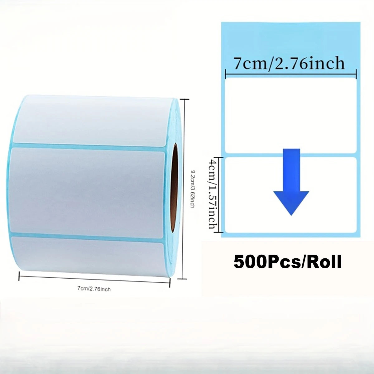Thermal Paper Label for Warehouse & Logistics - High-Quality Adhesive Labels with Pre-Drilled Holes, Durable Blue，70*40mm