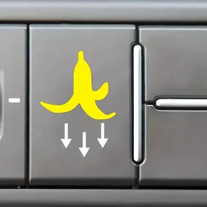 2Pcs Banana Peel Button Decals, Funny Car Stickers, Waterproof PVC Accessories for Motorcycle Car Truck Vehicle