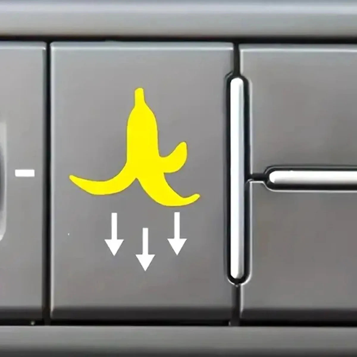 2Pcs Banana Peel Button Decals, Funny Car Stickers, Waterproof PVC Accessories for Motorcycle Car Truck Vehicle