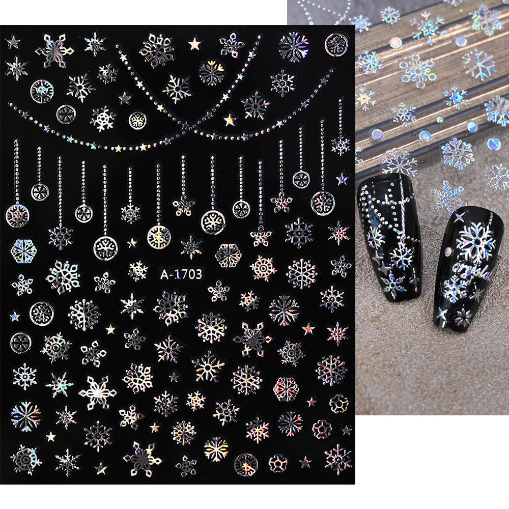 Winter Christmas Atmosphere Nail Stickers Snowman Snowflake Wapiti Self-adhesive High Quality Cute Nail Stickers Nail Art Deco