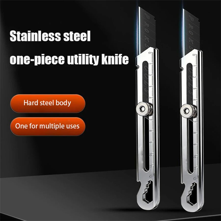 6 in 1 Stainless Steel Utility Knife with Thickened Metal Knife Holder Multifunctional Wallpaper Multifunctional Utility Knife