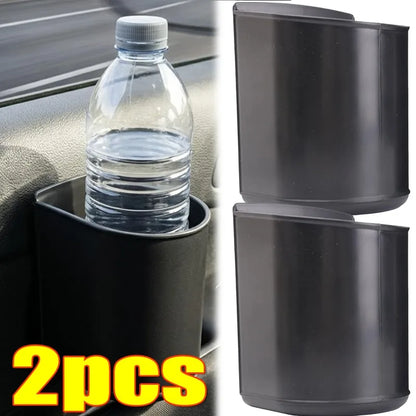 1/2pcs Car Multifunctional Cup Holder Trash Bin Door Seat Back Mount Black Plastic Organizer Auto Storage Box Accessories