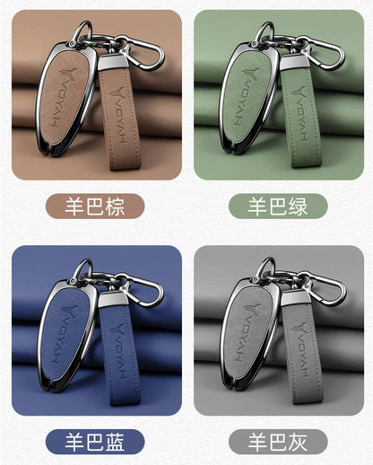 Car Interior Accessories Zinc Alloy Leather Key Case Cover Holder Chain For Voyah Free I-Land Dreamer PHEV Luxury Protective