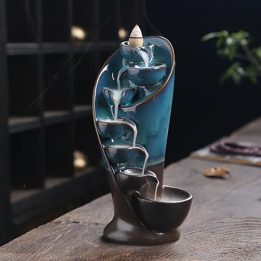 1pc Ceramic Waterfall Incense Burner Backflow Incense Burner Multifunctional Ornament (Without Incense)