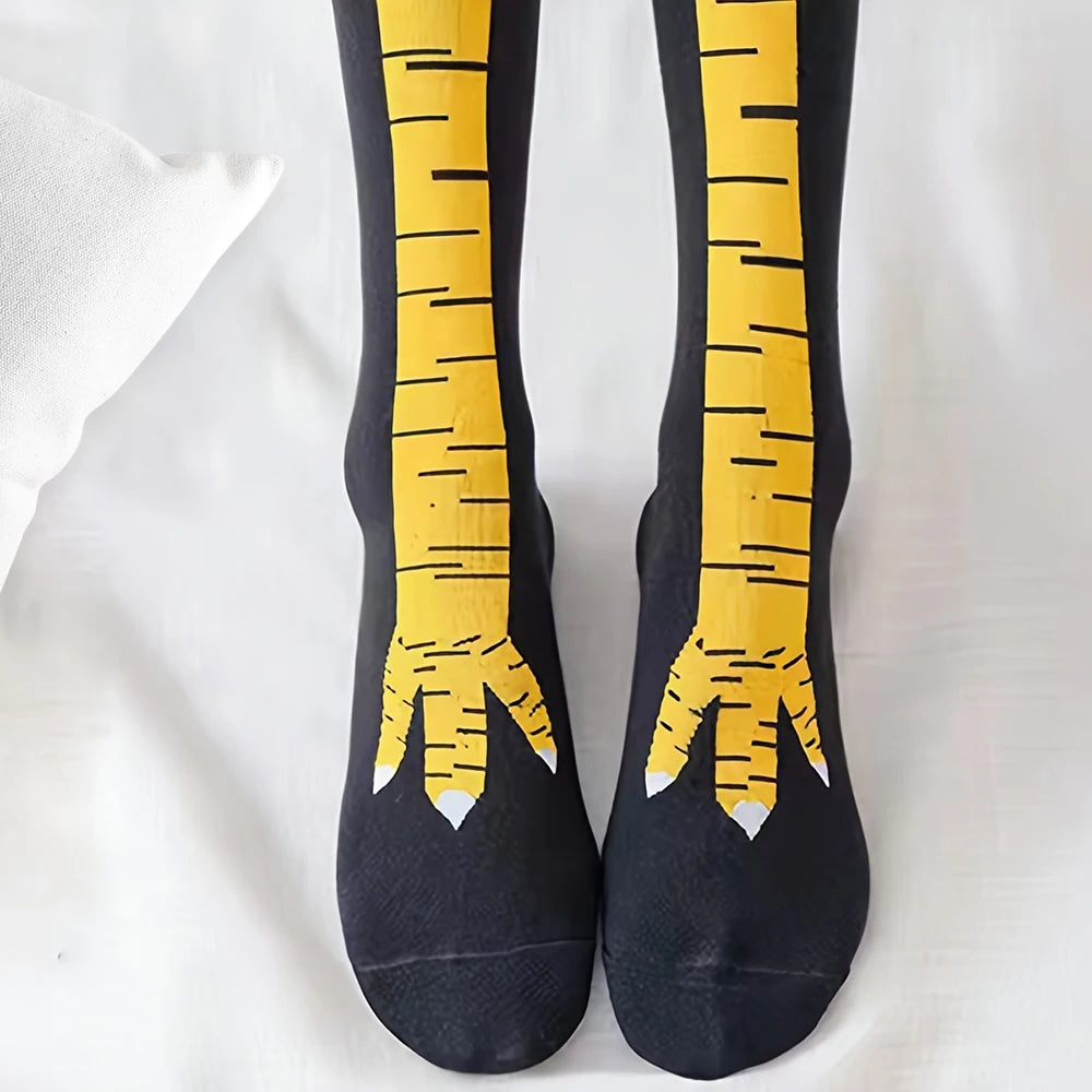 1/2/5/10 Pairs Women Knee High Socks Trendy Cartoon Funny Chicken Claw Socks Fitness Sport Casual Slim Leg Long Tube Socks Women