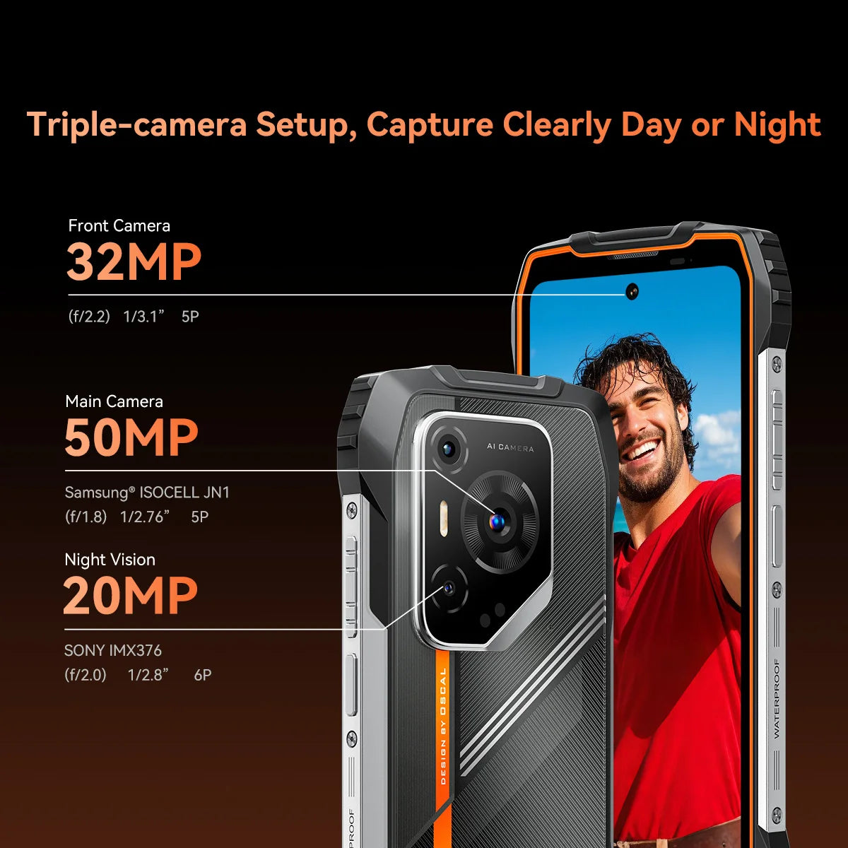 Blackview OSCAL PILOT 3 5G Mobile Phones AI Rugged Smartphone MTK 6300, 6.78' 2.4K Display 120Hz, 12GB 256GB, 7500mAh Phones