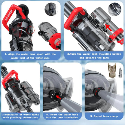 2024 Strongest Gatling Electric Water Gun Toy With Light Shooting Water Gun Summer Beach Pool Toys for Boy Adult Children Gifts