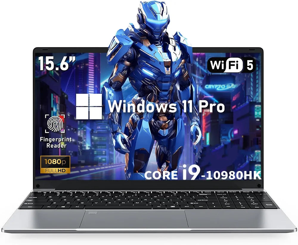 15.6" Laptop Computer Windows 11 Core i9-10980HK PC Gamer 16GB RAM Fingerprint Unlock Notebook Laptops Backlight Study Computer
