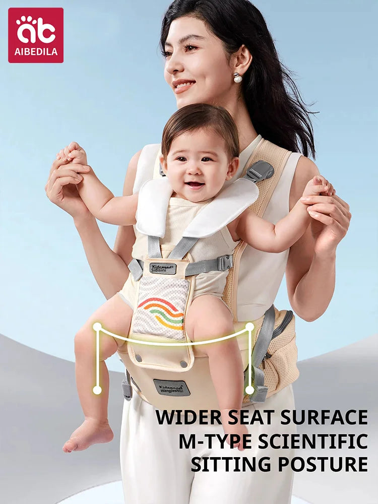 AIBEDILA Baby Carrier Waist Stool Ergonomic Kangaroo Baby Carrier with Knob Breathable Newborn Waist Stool 0-36M