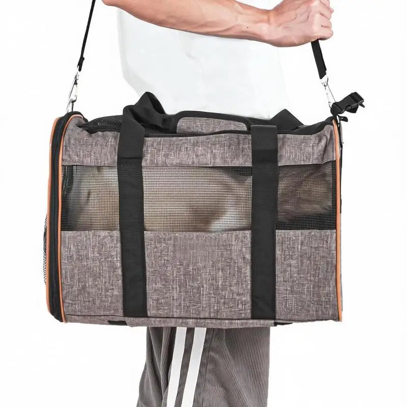 Foldable dog trolley backpack, max. 9.9kg load capacity, transport bag made of 600D Oxford fabric, 4-wheeled dog cart, pet trolley, dog travel bag, ideal for car trips or excursions