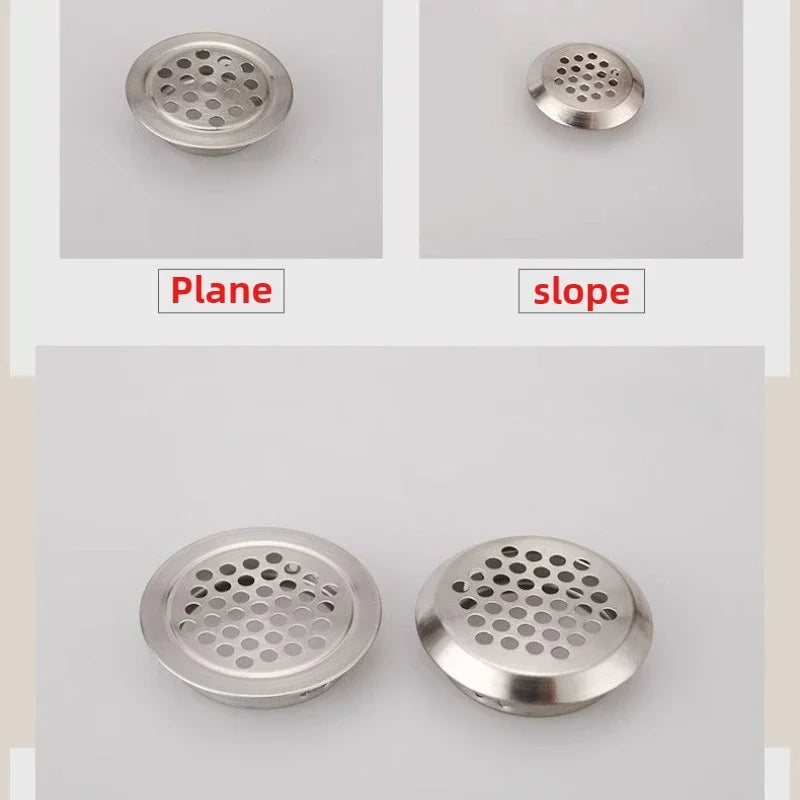 10pcs Round Cabinet Air Duct Vent Dia.19-53mm Stainless Steel Louver Mesh Hole Plug Decoration Cover Wardrobe Grille Ventilation