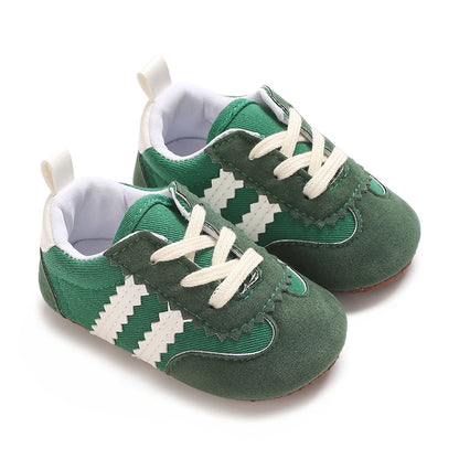 Spring and Autumn Fashion Stripes 0-1 Baby Shoes Baby Shoes Step Front Shoes Rubber Bottom Anti Slip Sneakers