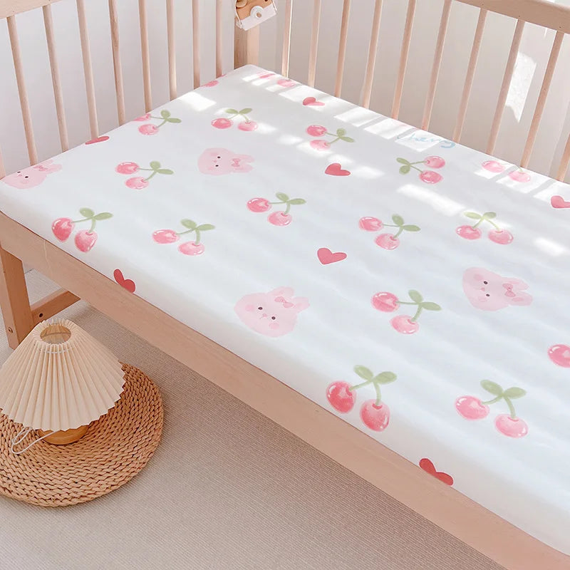 1pcs 130*70CM Breathable Cotton Fitted Crib Sheets for Baby Crib Mattress Cover Soft Bedding Set of Solid Color Infant Bed Sheet
