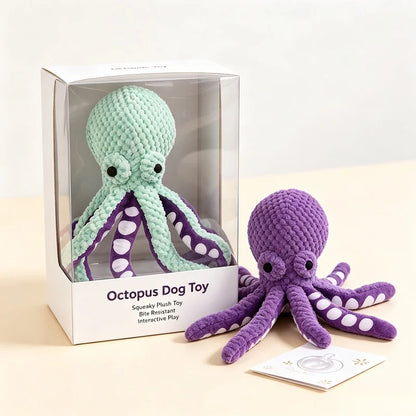 Squeaky Plush Octopus Chew Toy Durable Boredom Relief Teething Kicker for Pets