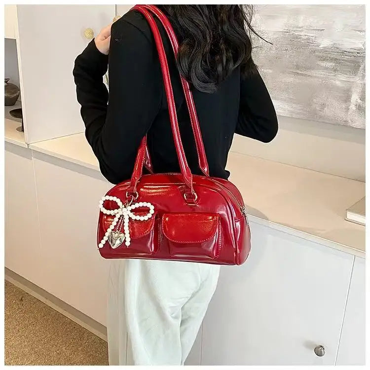 Fashionable Underarm Bow Bag for Women 2024 Korean Edition New Simple Leisure Pillow Bag Trendy Versatile Shoulder Bag