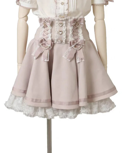 Japanese Liz Skirt High Waist Thin Kawaii Cute Bow Lolita Skirts Women Summer New Elastic High Waist Ruffle Short Pleated Skirt