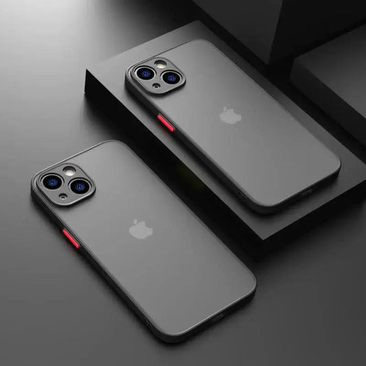 Smūgiams atsparus plonas matinis dėklas, skirtas „iPhone 15 16 13 12 11 14 Pro Max Plus Mini XR XS X“ su silikoniniu buferiu, permatomas kietas dangtelis „Capa Funda“