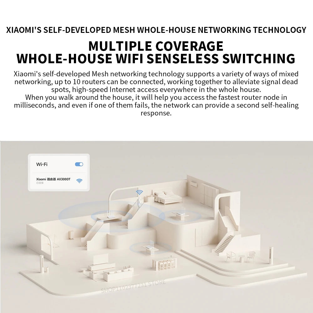 2024 NEW Original Xiaomi AX3000T Router 2.4GHz 5GHz 1.3GHz CPU 2X2 160MHz WAN LAN LED NFC Connection for Home Office Games Mi