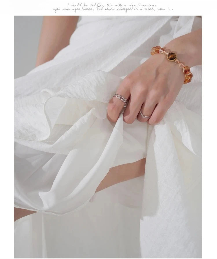 Chic Korea Clothes Summer Women Cute Sweet GIrls Solid Robe Holiday Date High Waist Retro Vintage Wrap One-Piece Lace-Up Skirts