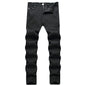 Men Classic Pure Black Jeans All Match Stretch Denim Pants Casual Plus Size Slim Straight Trousers