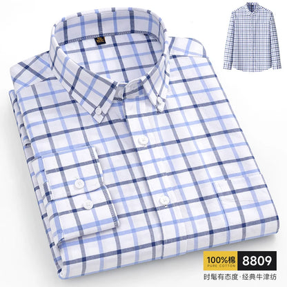 The new 10XL and 11XL oversized Oxford fabric men's shirt is 100% pure cotton, fashionable, casual and business without ironing
