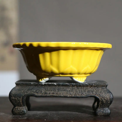 Chinese Style Purple Sand Flowerpot Home Desktop Ceramic Bonsai Pot Small Portable Handmade Succulent Glaze Flower Pots LC373