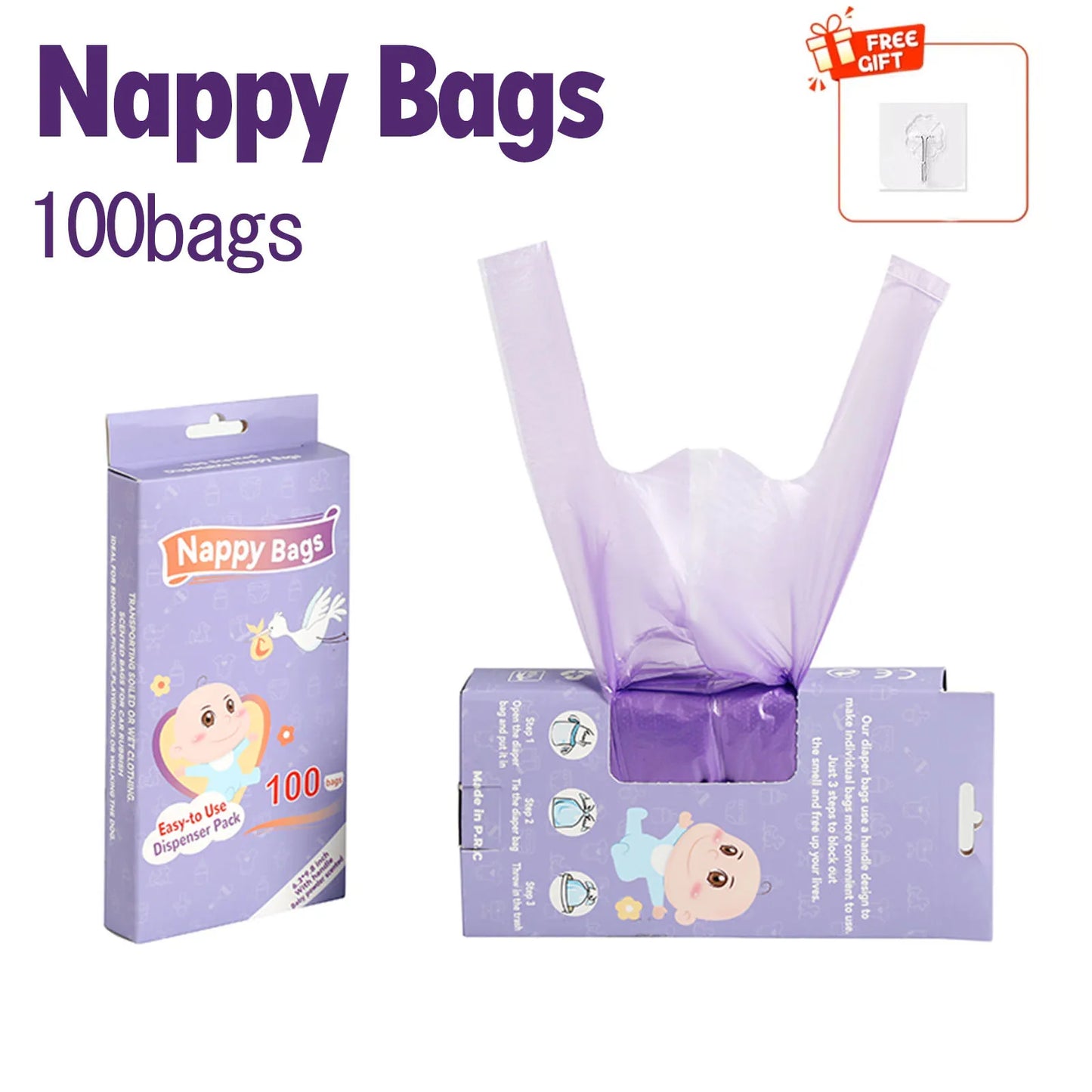 Portable Nappy Bags Disposable Scented Leak-proof Odor Removing Garbage Bag for Feminine Products Diaper Disposal Pet Waste Bags