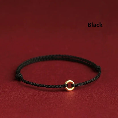 Hand Braided Red Rope Bracelet Copper Lucky Bead Hand Rope Couple Bracelet Simple Buckle Ethnic Original Female Accessory