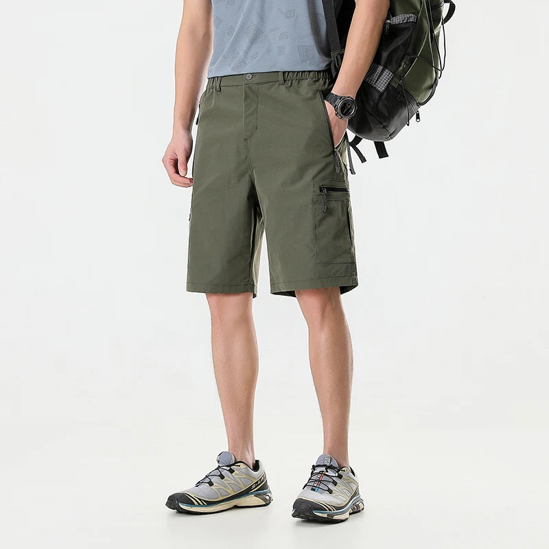 Summer Quick Dry Cargo Shorts Mens Lightweight Work Cargo Shorts Multi Pockets Waterproof Outdoor Hiking Fishing Shorts Male