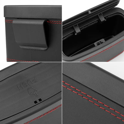 Multi-functional Car Press-down Storage Box PU Leather Vehicle Trash Can, Seat Back and Door Hanging Storage Box, Press-down