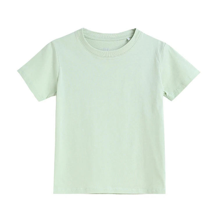 2-16 Years Summer Kids Boys Girls T-shirts Solid Cotton Breathable Teenager Short Tops Children's Tees Casual Shirt Baby Clothes