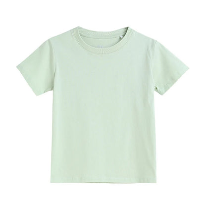2-16 Years Summer Kids Boys Girls T-shirts Solid Cotton Breathable Teenager Short Tops Children's Tees Casual Shirt Baby Clothes