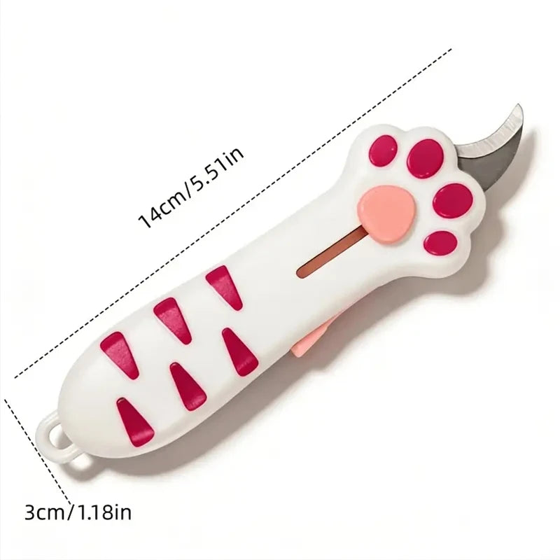 Retractable Cute Cat Paw Multi-Function Utility Knife, Portable and Safe Unboxing Tool, Office and Home Paper Cutting Gadget ﻿