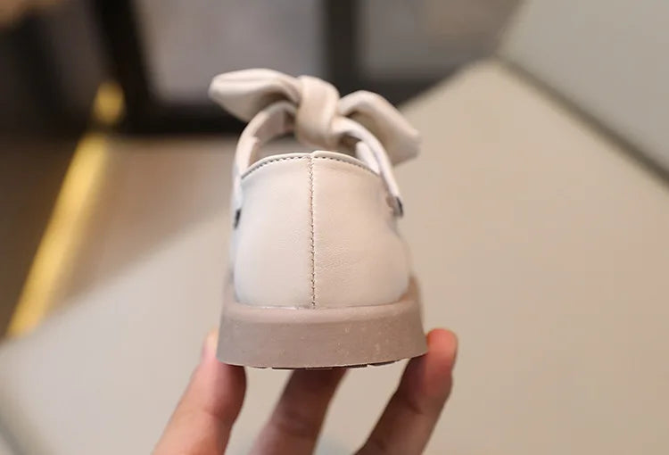 Children Leather Shoes for Girls Soft Spring Autumn New Baby Shallow Bow Solid Color Japanese Style Kids Versatile Casual Shoes