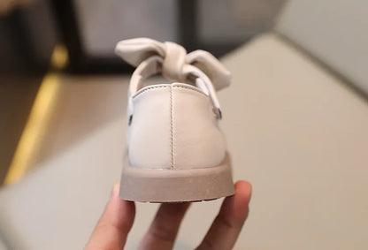 Children Leather Shoes for Girls Soft Spring Autumn New Baby Shallow Bow Solid Color Japanese Style Kids Versatile Casual Shoes