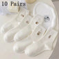 5/10/20 Pairs Men White Cartoon Socks Trendy Versatile Expression Socks With Simple Soft Breathable Comfortable Casual Socks