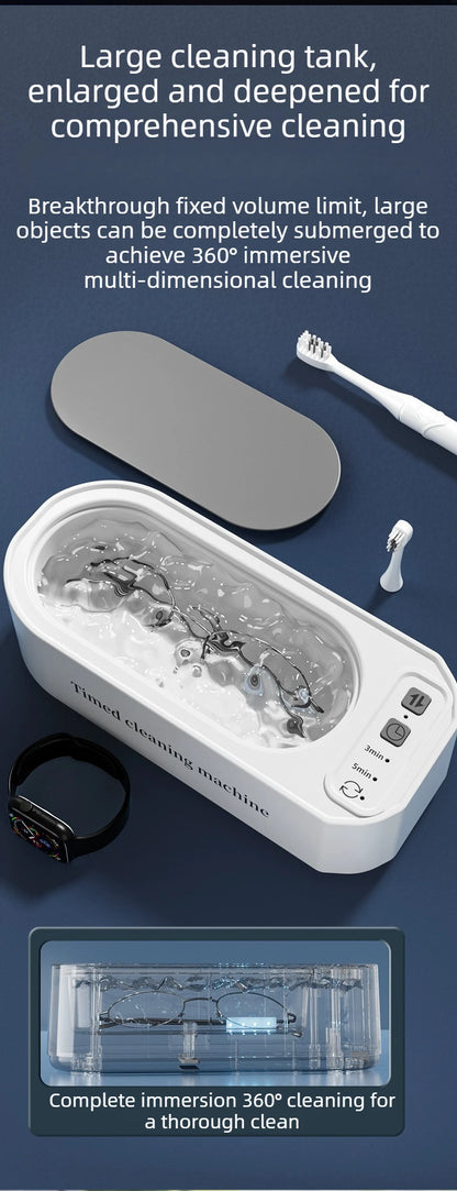 Portable Ultrasonic Cleaning Machine Multifunctional Household Ultrasonic Cleaner for Glasses Jewelry Dentures Braces