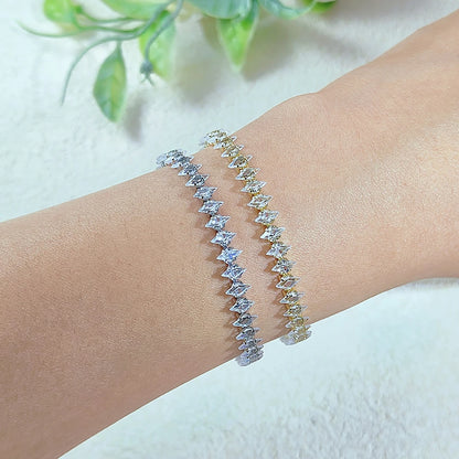 Luxury Dainty Tennis Bracelet for Women Silver Color Sparkling Cubic Zircon Stackable Chain Crystal Banquet Wedding Jewelry H085