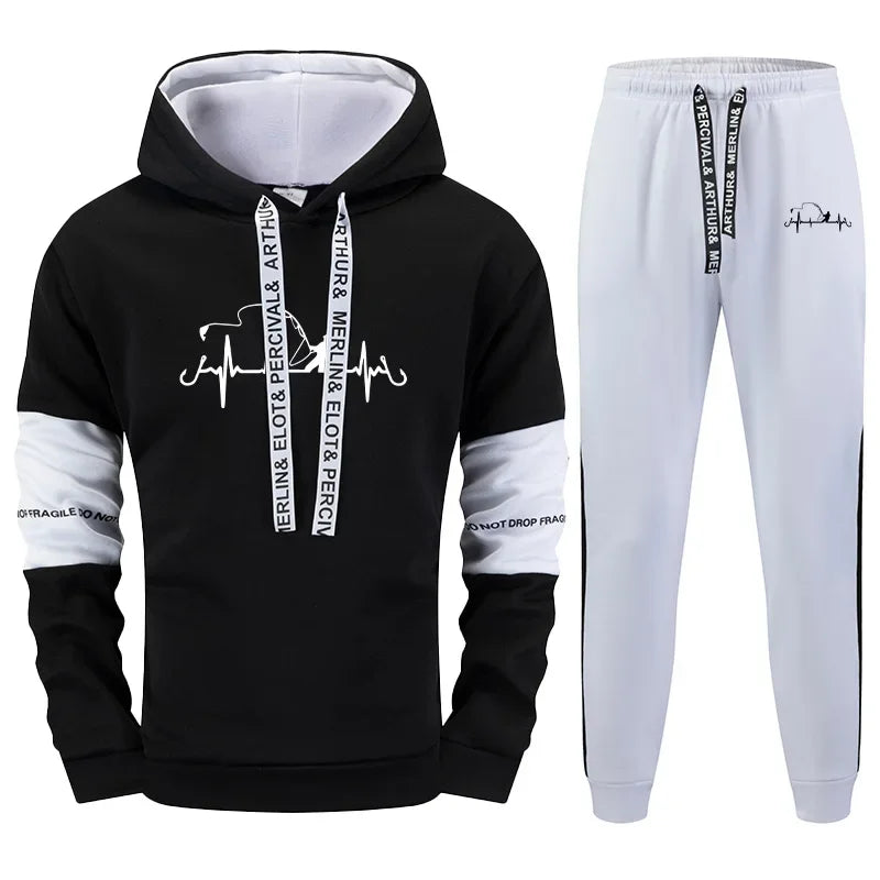 Men's Hooded Sweatshirts Jogger Pants High Quality Sportswear Suit Male Trendy Hoodies Sweatpants Urban Fashion Casual Tracksuit