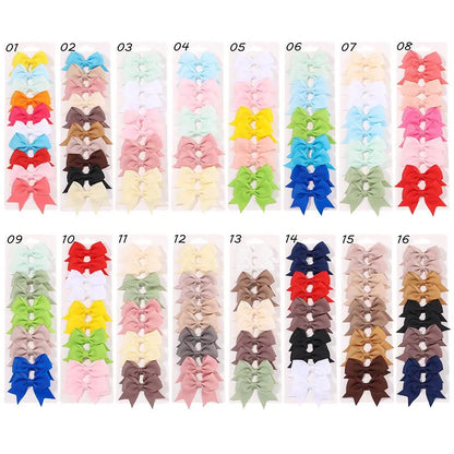 10Pcs/Set New Cute Solid Ribbon Bowknot Hair Clips for Baby Girls Handmade Bows Hairpin Barrettes Headwear Baby Hair Accessories