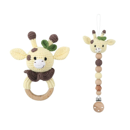 Baby Pacifier Clip Crochet Koalas Handbell Rattle Doll Teether Pacifier Chain Clips Set Dummy Chain Cartoon Teething Toy