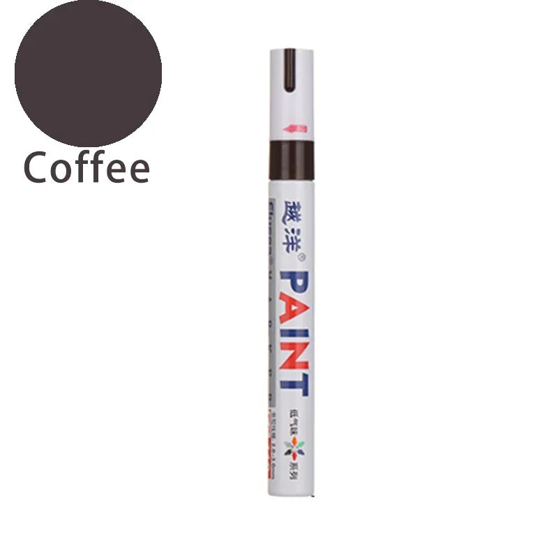 Car Paint Scratches Repair Brush Pen Waterproof Water Paint Marker Pen Car Tire Tread Care Automotive Black White Red Silver
