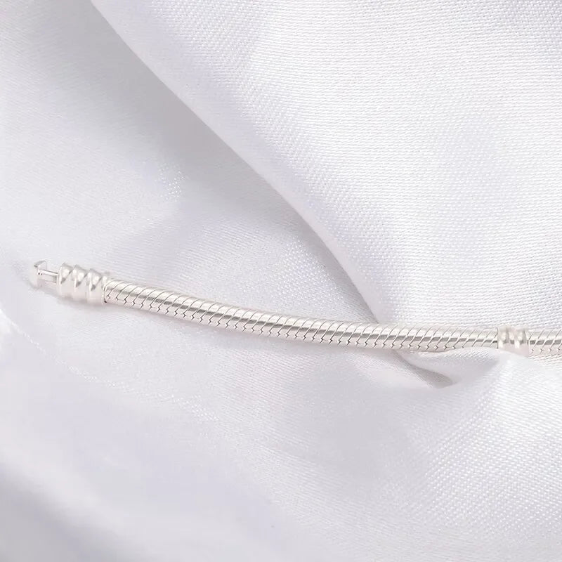 Handmade Original Fine Jewelry 925 Silver Charm Bracelet Soft Smooth Snake Bone Bracelets for Women