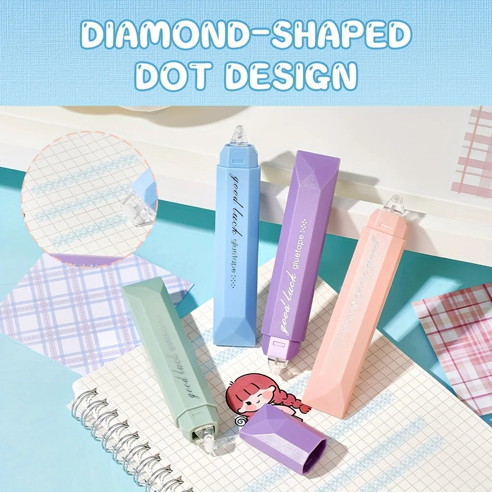 4-Pack Double Sided Tape Roller, 6 mm x 196 Inch Adhesive Tape Glue Runner for Scrapbook Craft Supplies Office School