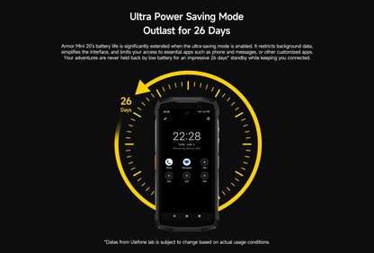 Ulefone Armor Mini 20 4G 4.7" Rugged Phone 64MP Night Camera Android 14 Smartphone 6200mAh Mobile Phone NFC 16GB+256GB 33W G99