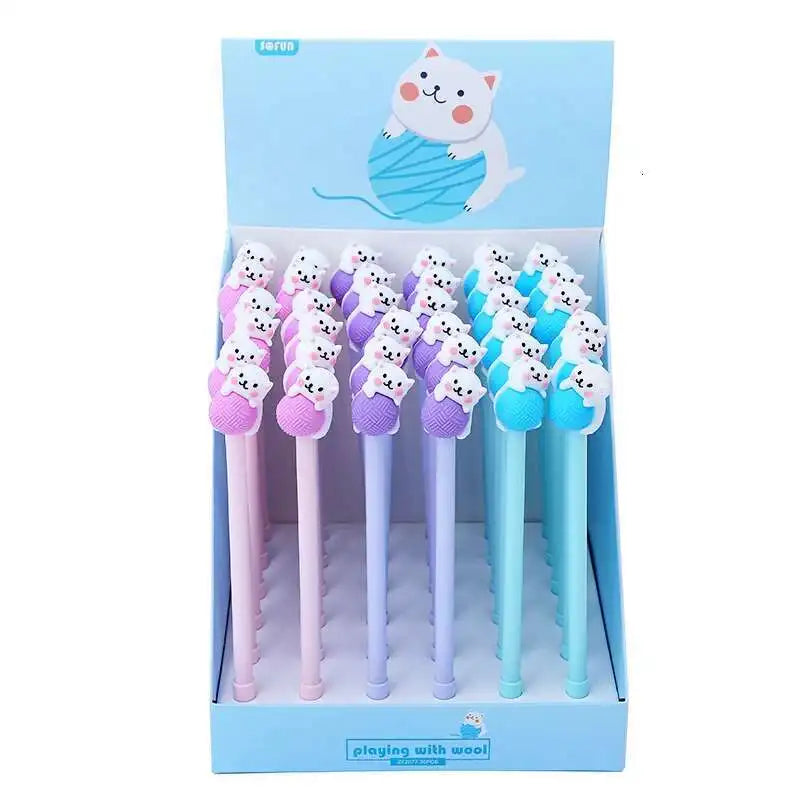 1 Pcs Lytwtw's Cute Creative Cat Gel Pen Cartoon Kawaii Stationery Office School Supplies sweet pretty lovely cartoon Handles